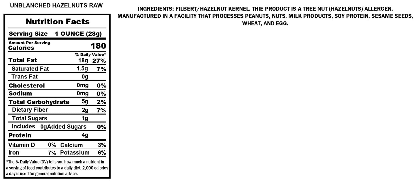 Filberts/Unblanched Hazelnuts Raw