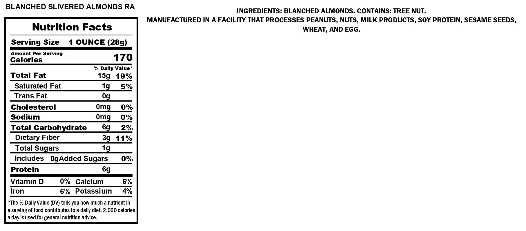 Slivered Blanched Almonds Raw