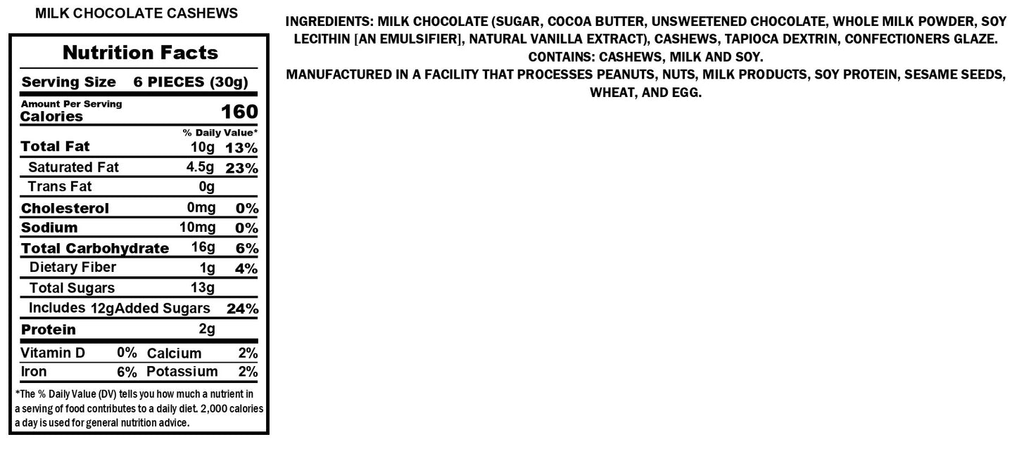 Milk Chocolate Cashews