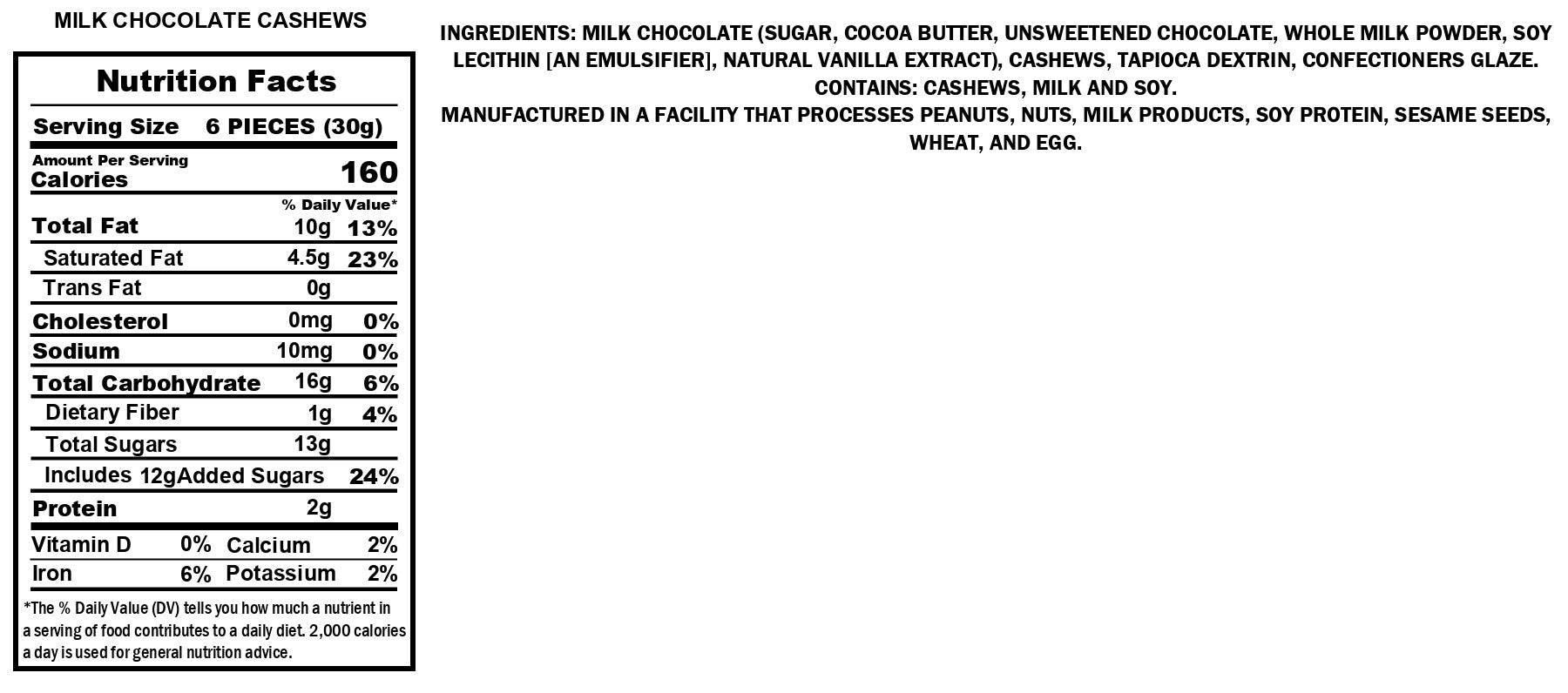 Milk Chocolate Cashews