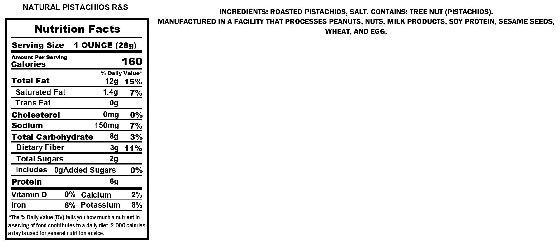 Natural Pistachios in Shell, Roasted & Salted