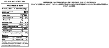 Natural Pistachios in Shell, Roasted & Salted