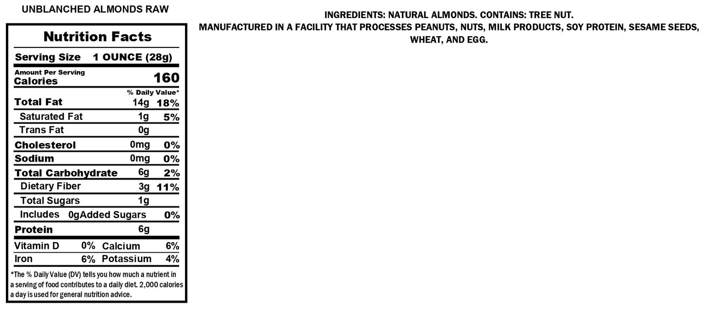 Unblanched Almonds Raw